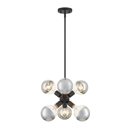 Designers Fountain Gambit 60 Watt 6 Light Matte Black Pendant D293M-7P-MB